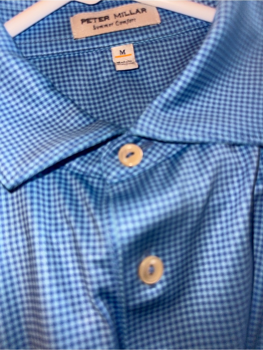 Peter Millar Light Blue Micro-Check Casual Button-Down Shirt
